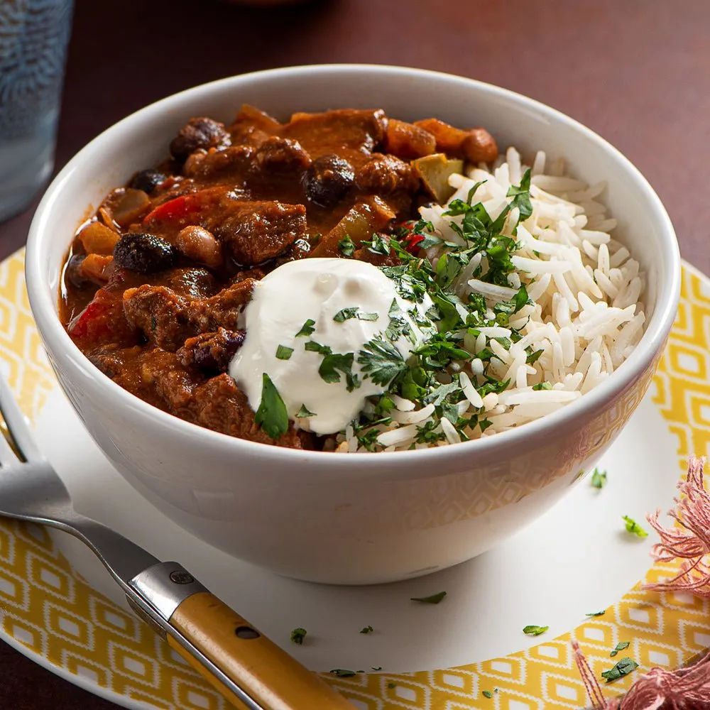 [MCBV008] Chunky beef chilli & rice